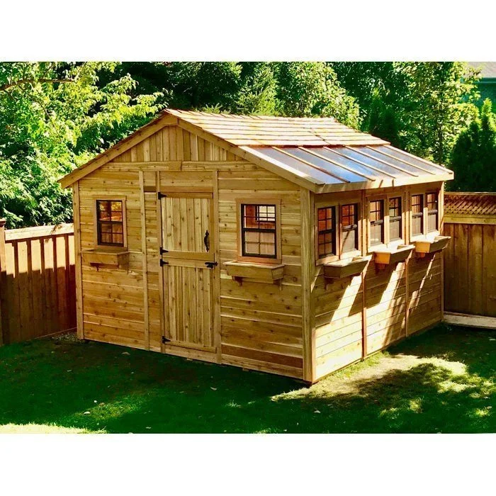 12 ft. W x 12 ft. D Cedar Wood Sunshed Garden Shed - Image 1