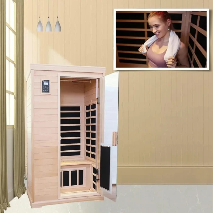 KUNSANA Far infrared sauna room,One person size, Hemlock Wooden Far Infrared Sauna for Home - Image 5