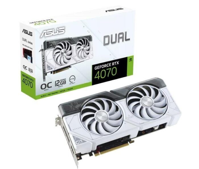Asus NVIDIA GeForce RTX 4070 12 GB GDDR6X 192 bit PCIE 4.0 16x 1xHDMI 3xDisplayPort DUAL-RTX4070-O12G-WHITE - Image 1