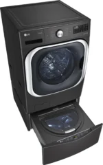 LG – SideKick 1.0 Cu. Ft. High-Efficiency Smart Top Load Pedestal Washer with 3-Motion Technology – Black steel - Image 6