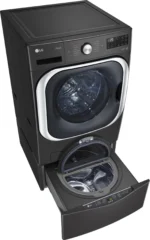 LG – SideKick 1.0 Cu. Ft. High-Efficiency Smart Top Load Pedestal Washer with 3-Motion Technology – Black steel - Image 7