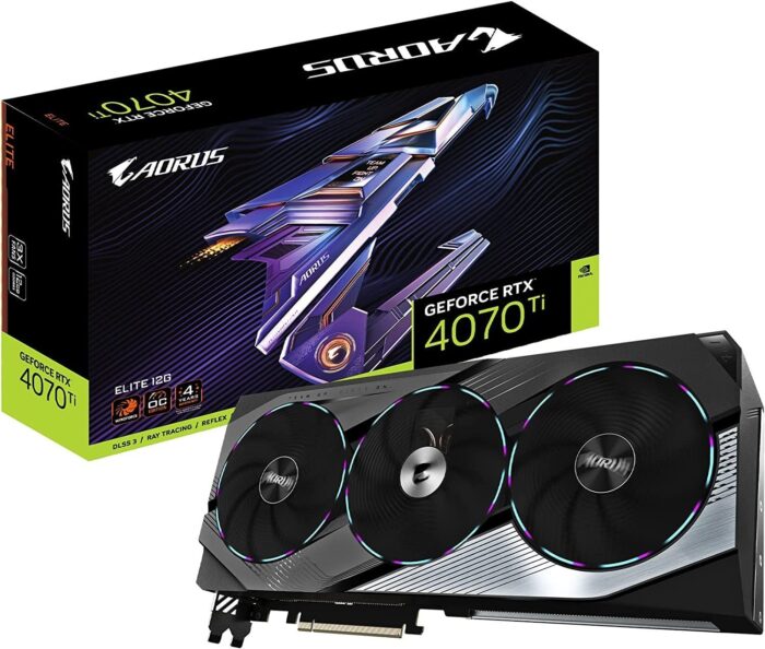 Gigabyte AORUS GeForce RTX 4070 Ti Elite 12G Graphics Card, 3X WINDFORCE Fans, 12GB 192-bit GDDR6X, GV-N407TAORUS E-12GD Video Card - Image 1
