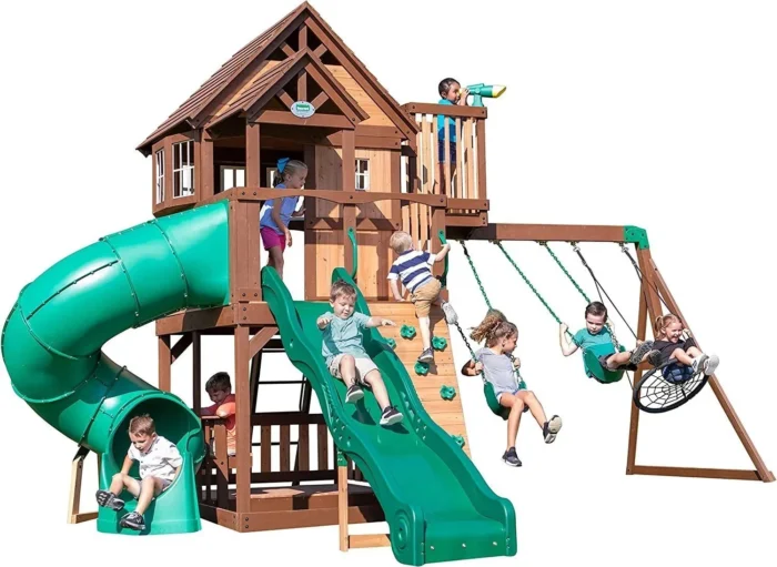 Backyard Discovery Skyfort III Cedar Swing Set w/ Tube Slide – DIY - Image 2