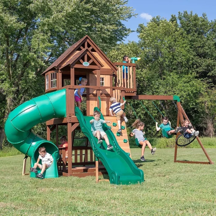 Backyard Discovery Skyfort III Cedar Swing Set w/ Tube Slide – DIY - Image 4