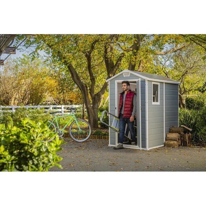 Keter Manor 4 ft. W x 6 ft. D Vertical Resin Outdoor Storage Shed Ideal For Patio Installation Included - Image 3
