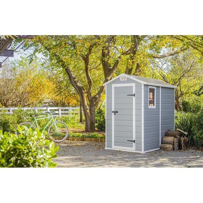 Keter Manor 4 ft. W x 6 ft. D Vertical Resin Outdoor Storage Shed Ideal For Patio Installation Included - Image 4