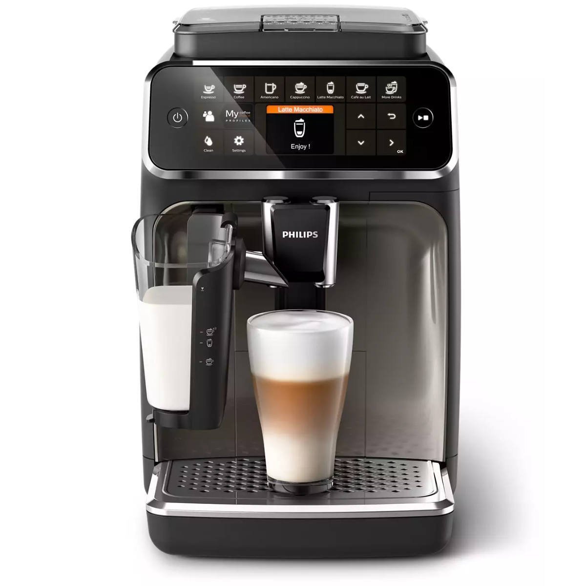 PhilipsSeries4300Front-1 Philips 4300 LatteGo Super Automatic Espresso, Cappuccino, & Latte Macchiato Machine EP4347/94 - Image 1