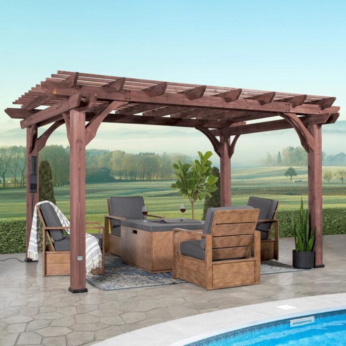 14×10 Somerville Pergola – Walnut Stain - Image 1