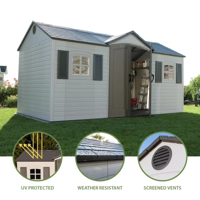 Lifetime Storage Shed: lifetime Garden Building Shed – 15′ X 8′ – Gray - Image 4