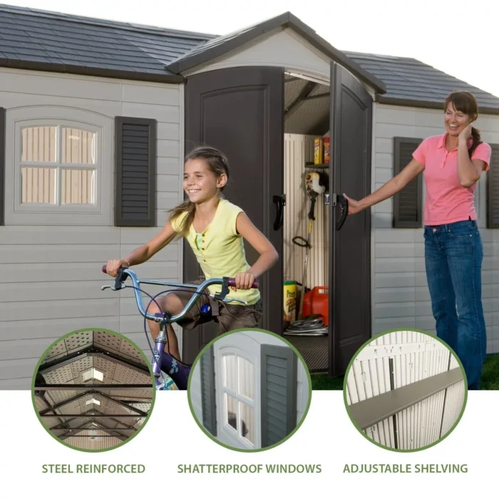 Lifetime Storage Shed: lifetime Garden Building Shed – 15′ X 8′ – Gray - Image 5