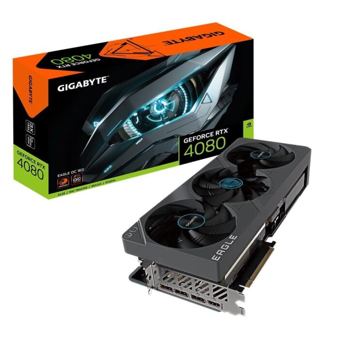 Gigabyte NVIDIA GeForce RTX 4080 16GB GDDR6X 256 bit PCIE 4.0 16x GPU 2520 MHz 1xHDMI 3xDisplayPort GV-N4080EAGLEOC-16GD - Image 1
