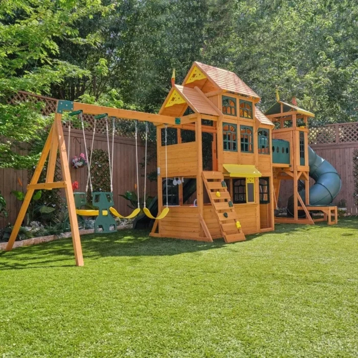 Kids Kidkraft Bear Cave Lodge Swing Set / Playset - Image 3