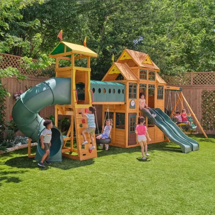Kids Kidkraft Bear Cave Lodge Swing Set / Playset - Image 4
