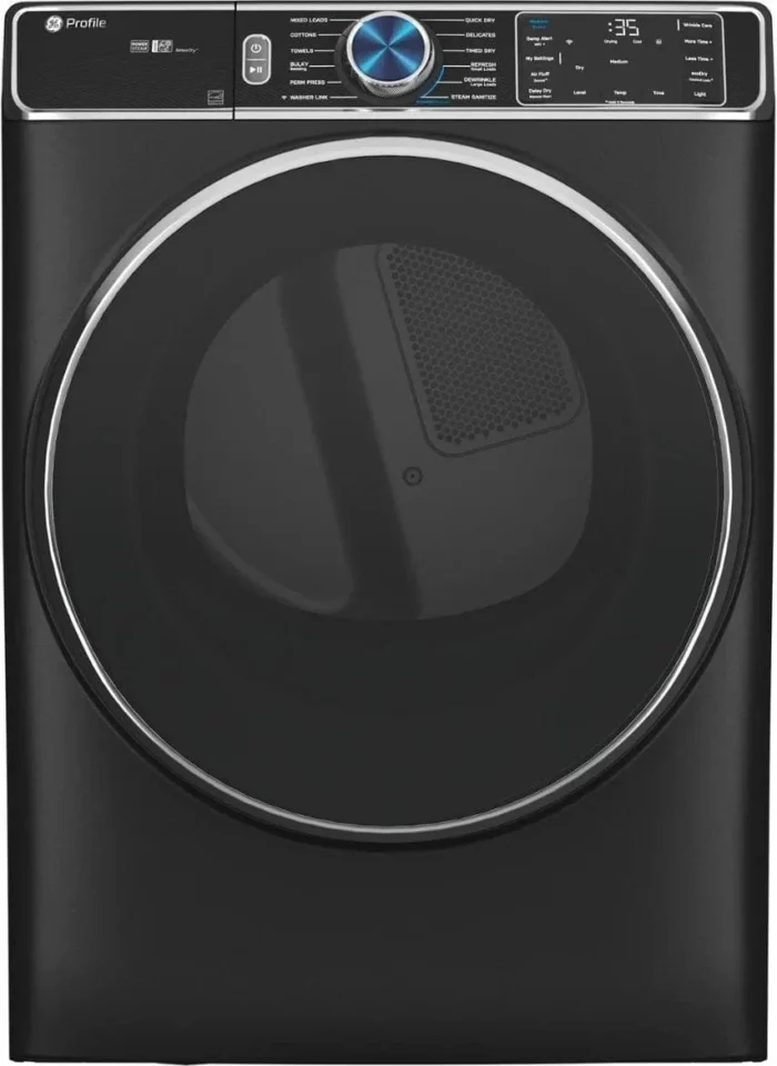 GE Profile – 7.8 cu. ft. Smart Front Load Electric Dryer with Steam and Sanitize Cycle and Washer Link – Carbon Graphite - Image 1