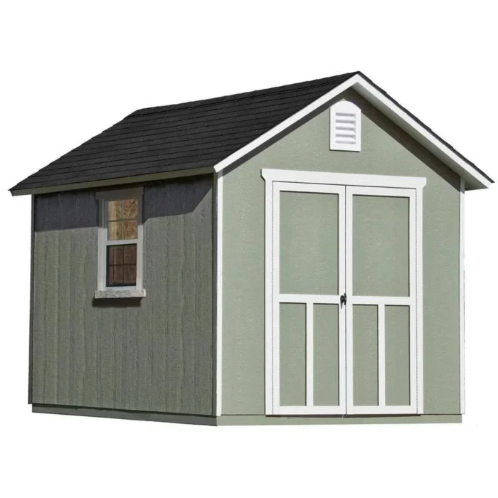 Installed Meridian 8 ft. x 10 ft. Wood Storage Shed with Driftwood Shingles - Image 1