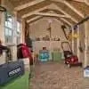 Installed Meridian 8 ft. x 10 ft. Wood Storage Shed with Driftwood Shingles - Image 3