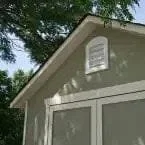 Installed Meridian 8 ft. x 10 ft. Wood Storage Shed with Driftwood Shingles - Image 4