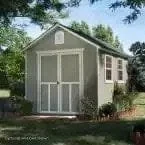 Installed Meridian 8 ft. x 10 ft. Wood Storage Shed with Driftwood Shingles - Image 8