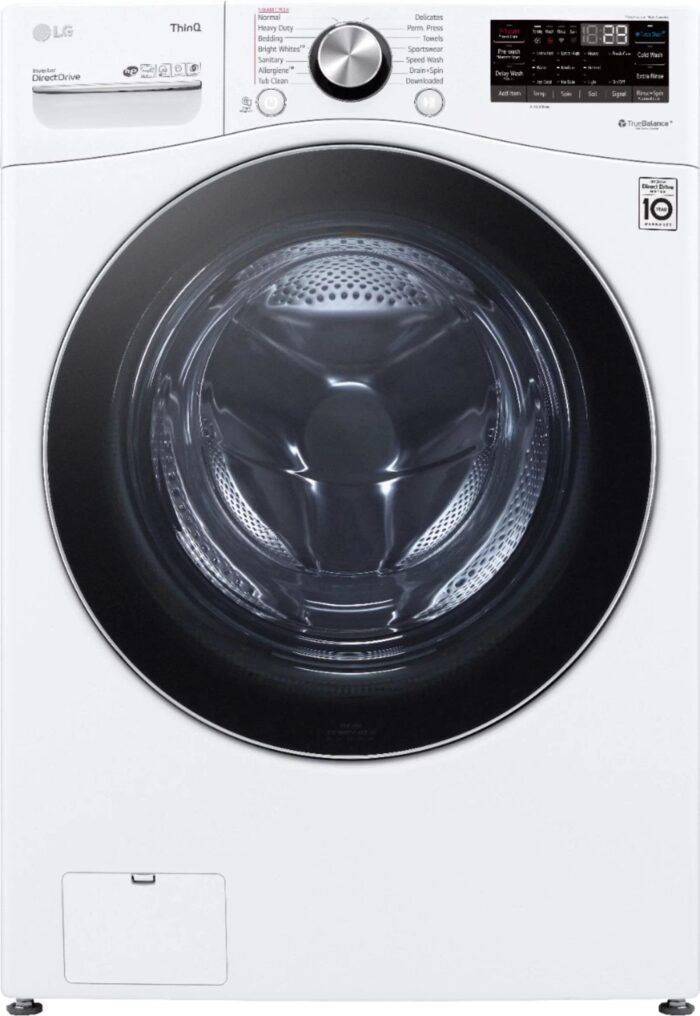 LG – 5.0 Cu. Ft. High-Efficiency Stackable Smart Front Load Washer with Steam and Built-In Intelligence – White - Image 1
