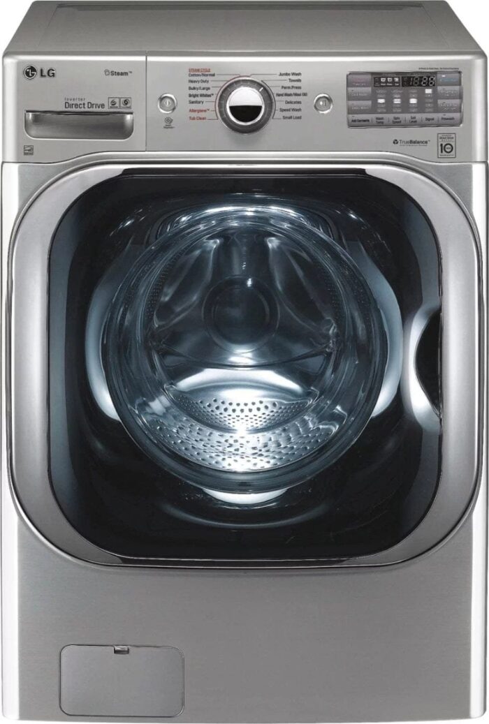 LG – 5.2 Cu. Ft. High Efficiency Front-Load Washer with Steam and TurboWash Technology – Graphite steel - Image 1