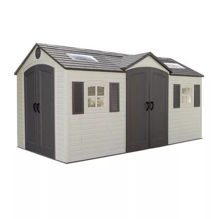 Lifetime 15′ x 8′ Dual-Entry Outdoor Storage Shed - Image 1