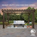 16×12 ashford traditional steel pergola with sail shade soft canopy - Image 5
