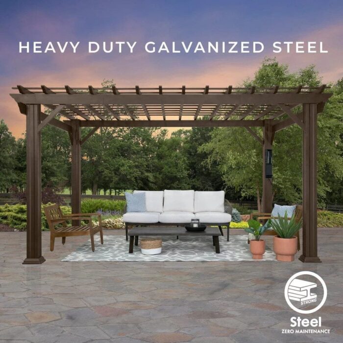 16×12 ashford traditional steel pergola with sail shade soft canopy - Image 5