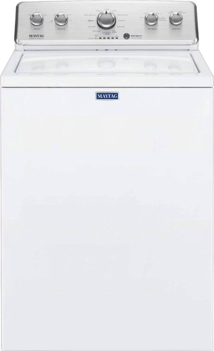 Maytag – 3.8 Cu. Ft. High Efficiency Top Load Washer with PowerWash Agitator – White - Image 1