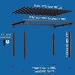 16×12 ashford traditional steel pergola with sail shade soft canopy - Image 7