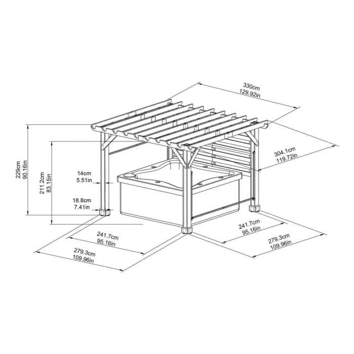 SummerCove 11 ft. x 10 ft. Tan Cedar Frame Wood Pergola with Adjustable Canopy - Image 10