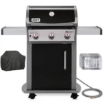 Weber 47510001 Spirit E-310 3-Burner Natural GAS Black Bundle with Generic Grill Cover Barbecue Drip Pans Set of 3