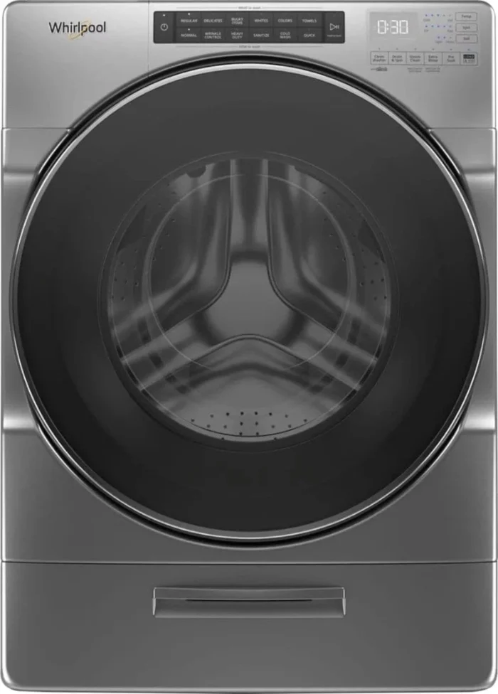 Whirlpool – 4.5 Cu. Ft. High Efficiency Stackable Front Load Washer with Steam and Load & Go XL Dispenser – Chrome shadow - Image 1