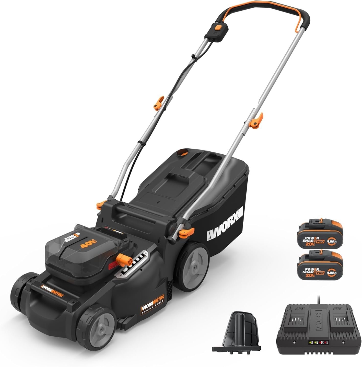 WORX Nitro 40V 16" Cordless Lawn Mower w/Brushless Motor 2.0 & Intellicut