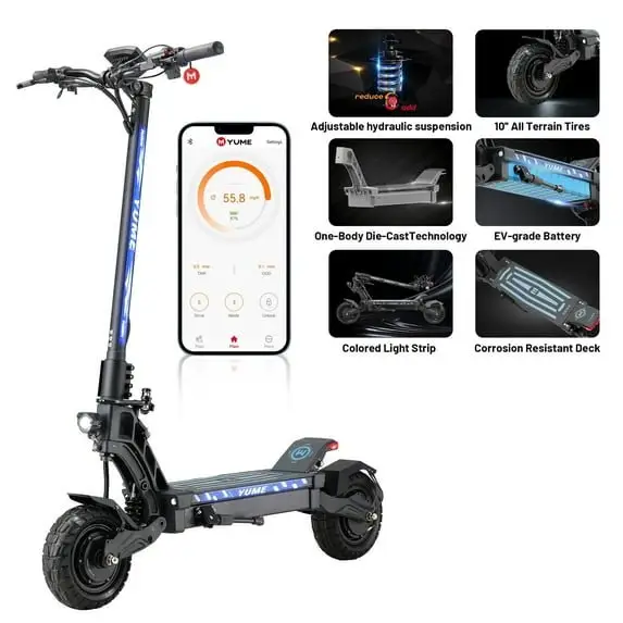 M YUME SCOOTER Hawk Dual Motor Electric Scooters for Adults 2400W 43MPH 43Miles Long Rang E-Scooter